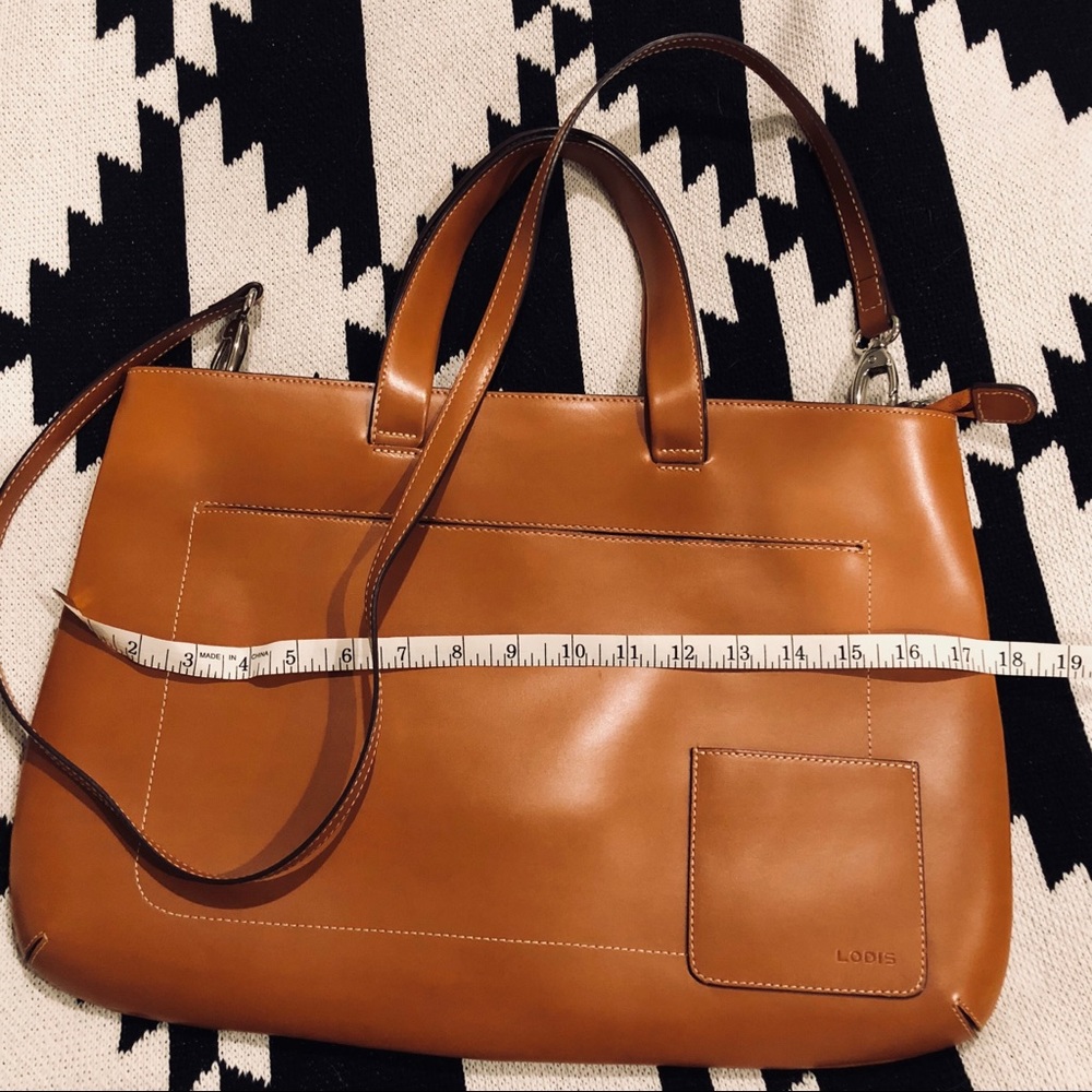 Gorgeous tan Lodis leather laptop bag